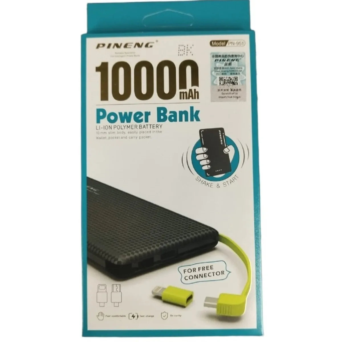 Mega Carregador portátil power bank 10000mah com adaptador lightning